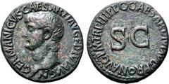 Roman Imperial Germanicus (father of Caligula) Ӕ As. Rome, AD 39-40. GERMANICVS CAESAR TI AVG F DIVI AVG N, bare head to left / C CAESAR DIVI AVG PRON AVG P M TR P III P P (sic) around large S•C. RIC 