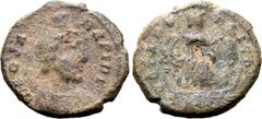 Roman Imperial Anonymous Æ Nummus. Festival of Isis coinage. Rome, time of Julian II(?), circa AD 350. DEO SARAPIDI, draped bust of Serapis to right, wearing modius / VOTA PVBLICA, Isis standing to ri