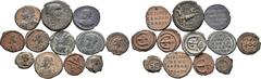 Large Lots Lot of 12 Roman and Byzantine BI and Æ Coins. Includes: Trajan Ӕ of Balanea (as Leucas-Claudia), Seleucis and Pieria. RPC III 3812. Constantius II, as Caesar, BI Nummus. Crispus, as Caesar,