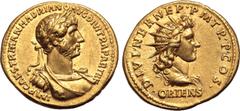 Roman Imperial Hadrian AV Aureus. Rome, AD 117. IMP CAES TRAIAN HADRIANO AVG DIVI TRA PARTH F, laureate and cuirassed bust to right, wearing balteus strap / DIVI NER NEP P M TR P COS, radiate and drap