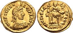 Maritime Libius Severus (Severus III) AV Solidus. Mediolanum, 19 November AD 461 - 14 November AD 465. D N LIBIVS SEVERVS P E AVG, rosette-diademed, draped and cuirassed bust to right / VICTORIA AVGGG