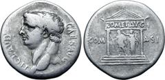 Roman Provincial Claudius AR Cistophoric Tetradrachm of uncertain mint, Asia Minor. AD 41-54. TI CLAVD CAES AVG, bare head to left / Distyle temple inscribed ROM ET AVG on entablature and containing f