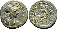 Greek Lydia, Sala Æ 21mm. Pseudo-autonomous issue, time of Trajan, AD 98-117. Alexandros, hiereus. ϹΑΛΗΝΩΝ, bust of Athena to right, wearing crested Corinthian helmet and aegis / ЄΠΙ Α[Λ]Є[Ξ] ΙЄΡЄΩϹ, 