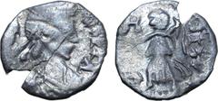 Migration Period Vandals, Pseudo-Imperial AR 1/4 Siliqua. In the name of Honorius(?), circa AD 440-490. Uncertain legend around diademed, draped and cuirassed bust to right / Uncertain legend around V
