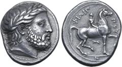 Greek Kingdom of Macedon, Philip II AR Tetradrachm. Pella, circa 342-336 BC. Laureate head of Zeus to right / Nude youth on horseback to right, holding reins and long palm branch; ΦΙΛΙΠΠΟΥ around, thu