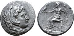 Greek Kingdom of Macedon, Alexander III 'the Great' AR Dekadrachm. Babylon, circa 325-323 BC. Head of Herakles to right, wearing lion skin headdress / Zeus Aëtophoros enthroned to left, holding sceptr