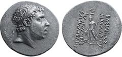 Greek Kings of Pontos, Mithradates IV AR Tetradrachm. Circa 169-150 BC. Diademed head to right / Perseus standing facing, holding harpa and severed head of Medusa; above, crescent above star; BAΣIΛEΩΣ
