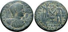 Roman Provincial Caracalla Æ 35mm of Hierocaesarea, Lydia. Circa AD 211-217. Uncertain strategos. AVTOKPA [...], laureate, draped and cuirassed bust to right; c/m: head to left / ЄΠΙ ϹΤΡ TB [...], nud