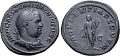 Roman Imperial Balbinus Æ Sestertius. Rome, AD 238. IMP CAES D CAEL BALBINVS AVG, laureate, draped and cuirassed bust to right / PROVDENTIA DEORVM, Providentia standing facing, head to left, holding w