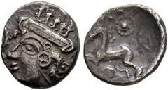 SINCONA BRITISH COLLECTION – PART 5. GREAT BRITAIN. CELTIC COINS. East Anglian Region. Iceni / Rulers unknown Silver unit. Bury Diadem Type. Female head left, sharply pointed nose, heart-shaped ear, d