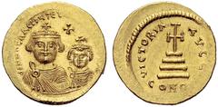 IMPORTANT COLLECTION OF BYZANTINE COINS HERACLIUS, 610-641 Mint of Constantinople With Heraclius Constantinus. Solidus 613/616. Officina illegible. Obv. ddNN HЄRACLIЧS ЄT (HЄRA CONST PP AVG) Crowned b