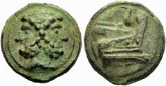 Ancient Coins ROMAN REPUBLIC Anonymous. Aes grave. As 225/217, Rome. Laureate head of bearded Janus, line below. Rev. Prora to r., I above. 269,75 g. Cr. 35/1. BMCRR 1. Dark green patina. Slight poros