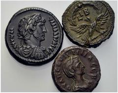 Ancient Coins ZENGIDS OF MOSUL Lots ROMAN EMPIRE. Group of 3 Alexandrian tetradrachms of Hadrian, Gallienus and Severina. Very fine-extremely fine. (3)