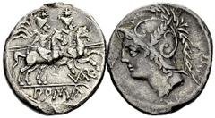 ROMAN COINS ROMAN REPUBLIC Lots Roman Republic. A. Terentius Varro? Denarius. Q. Minucius M.f. Ter. Denarius. Very fine.(2)