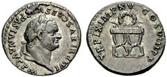 ROMAN COINS ROMAN EMPIRE Titus, 79-81. Denarius 80, Rome. IMP TITVS CAES VESPASIAN AVG P M Head, laureate, to r. Rev. TR P IX IMP XV COS VIII P P Upright laurel wreath resting on curule chair. 3.46 g.