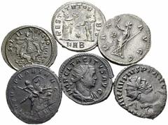 ROMAN COINS ROMAN EMPIRE Lot Antoninianus (Pax, Sol). Tetricus. Small barbarized antoninianus. Quintillus. Bronze-antoninianus. Aurelianus. Antoninianus (female figure and emperor (2)). Tacitus. Anton