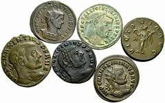 ROMAN COINS ROMAN EMPIRE Lot Diocletianus. 6 bronze antoniniani. 3 folles. Maximianus. 3 bronze antoniniani. Maximinus II. Small follis. Maxentius. 2 folles. Licinius I. 2 folles. Extremely fine.(17)