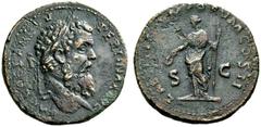 ROMAN EMPIRE Pertinax, 193. Sestertius 193, Rome. IMP CAES P HELV - PERTINAX AVG Head, laureate, to r. Rev. LAETITIA TE -MPORVM COS II / S - C Laetitia standing l. holding wreath and sceptre. 21.63 g.