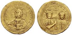 BYZANTINE EMPIRE Basil II, 976-1025. With Constantinus VIII. Histamenon nomisma (solidus) 1005/1025, Constantinopolis. Nimbate bust of Christ facing. Rev. Crowned busts of Basil II and Constantinus VI