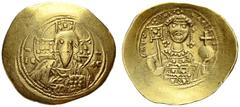 BYZANTINE EMPIRE Michael VII, 1071-1078. Electrum-Histamenon nomisma 1071/1078, Constantinopolis. Nimbate bust of Christ facing. Rev. Crowned bust in loros facing, holding labarum and globe cruciger. 