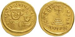 HERACLIUS, 610-641, WITH HERACLIUS CONSTANTINUS Uncertain Mints Solidus 613-625. (Alexandria? or Rome??). Obv. (?????ID V CES ×BVO????) Crowned busts of Heraclius on l. and Heraclius Constantinus on r
