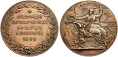 MEDAILLEN. Olympiade. Bronzemedaille 1896. Olympiade in Athen. 50 mm. 58.68 g. Gadoury 2 c. Fast vorzüglich / About extremely fine. (~€ 225/USD 270) • Dieses Los unterliegt bei Auslieferung in der Sch