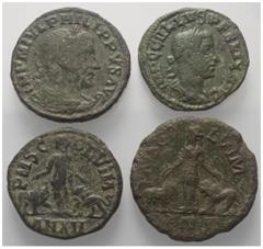 Lots - Ancient Coins Provinzialrömische Münzen - Lots. Viminacium (Moesia Superior). Lot (4 Stück, Bronze): Zwei Großbronzen (Gordianus Pius und Philippus Arabs) und zwei Mittelbronzen (Trebonianus Ga