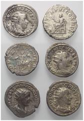 Lots - Ancient Coins Römische Münzen - Lots. Kaiserzeit. Lot (6 Stück, Silber): Antoniniane des Gordianus III. (238 - 244 n. Chr.) (4x) und Philippus I. Arabs (244 - 249 n. Chr.) (2x). Meist sehr schö
