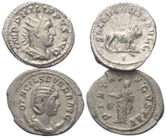 Lots - Ancient Coins Römische Münzen - Lots. Kaiserzeit. Lot (2 Stück, Silber): Antoniniane des Philippus I. Arabs (244 - 249 n. Chr.) und Otacilia Severa (Kaiserin 244 - 249 n. Chr.). Sehr schön. Ver