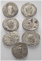 Lots - Ancient Coins Römische Münzen - Lots. Kaiserzeit. Lot (7 Stück, Silber): Antoniniane des Philippus I. Arabs (244 - 249 n. Chr.) (2x), Traianus Decius (249 - 251 n. Chr.), Volusianus (251 - 253 