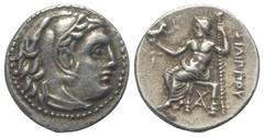 Greek Königreich Makedonien. Philippos III. Arrhidaios (323 - 317 v. Chr.). Drachme (Silber). Ca. 323 - 319 v. Chr. Magnesia am Mäander. Vs: Kopf des jugendlichen Herakles mit Löwenfell rechts. Rs: Ze