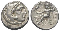 Greek Königreich Makedonien. Philippos III. Arrhidaios (323 - 317 v. Chr.). Drachme (Silber). Ca. 323 - 319 v. Chr. Sardeis. Vs: Kopf des jugendlichen Herakles mit Löwenfell rechts. Rs: Zeus mit Adler