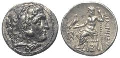 Greek Königreich Makedonien. Philippos III. Arrhidaios (323 - 317 v. Chr.). Drachme (Silber). Ca. 323 - 319 v. Chr. Kolophon. Vs: Kopf des jugendlichen Herakles mit Löwenfell rechts. Rs: Zeus mit Adle