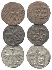 Medieval - Europe Polen - Königreich (1306 - 1506). Jan Olbracht (1492 - 1501). Denar (Billon). Krakau (Kraków). Lot (3 Stück): Darunter ein Denar von Kasimir II. (IV.) Jagiellonczyk (1446 - 1392). Vs
