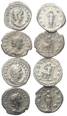 Lots - Ancient Coins Römische Münzen - Lots. Kaiserzeit. Lot (4 Stück, Silber): Antoniniane der Herennia Etruscilla (249 - 251 n. Chr.). Verschiedene Rückseiten. Sehr schön. Verkauft wie besehen, kein
