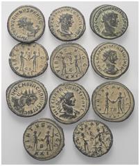 Lots - Ancient Coins Römische Münzen - Lots. Kaiserzeit. Lot (11 Stück, Kupfer): Antoniniane. Carus (282 - 283 n. Chr.) (2x). Carinus (283 - 285 n. Chr.) (4x). Numerianus (283 - 284 n. Chr.) (5x). Pat