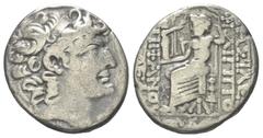 Greek Seleukidisches Königreich. Philippos I. Philadelphos (95/4 - 76/5 v. Chr.). Tetradrachme (Silber). Nach 47 v. Chr. Antiochia am Orontes (Axios). Posthume Prägung im Namen Philipps. Vs: Kopf des 