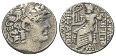 Greek Seleukidisches Königreich. Philippos I. Philadelphos (95/4 - 76/5 v. Chr.). Tetradrachme (Silber). Nach 47 v. Chr. Antiochia am Orontes (Axios). Posthume Prägung im Namen Philipps. Vs: Kopf des 