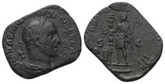 Roman Imperial Coinage Aemilianus (253 n. Chr.). Sesterz (Bronze). 253 n. Chr. Rom. Vs: IMP AEMILIANVS PIVS FEL AVG. Büste mit Lorbeerkranz, Paludament und Panzer rechts. Rs: [P] M T[R P I P] P / S - 
