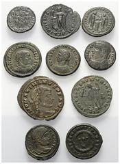 Lots - Ancient Coins Römische Münzen - Lots. Kaiserzeit. Lot (10 Stück, Bronze): Kleine Bronzemünzen. Unter anderem: Constantinus I. (307 - 337 n. Chr.). Licinius I. (308 - 324 n. Chr.). Maximinus II.