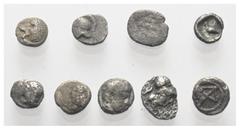 Lots - Ancient Coins Griechische Münzen - Lots. Unter anderem: Neandreia (Troas) / Mylasa (Karien) / Salamis (Zypern). Lot (9 Stück, Silber): verschiedene Nominale; ca. 5. - 4. Jhdt. v. Chr. Sehr schö