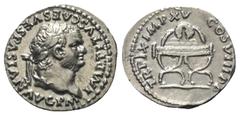 Roman Imperial Coinage Titus (79 - 81 n. Chr.). Denar (Silber). 80 n. Chr. Rom. Vs: IMP TITVS CAES VESPASIAN AVG P M. Kopf mit Lorbeerkranz rechts. Rs: TR P IX IMP XV - COS VIII P P. Lorbeerkranz auf 