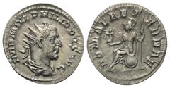 Roman Imperial Coinage Philippus I. Arabs (244 - 249 n. Chr.). Antoninian (Silber). 245 - 247 n. Chr. Rom. Vs: IMP M IVL PHILIPPVS AVG. Büste mit Strahlenkrone, Paludament und Panzer rechts. Rs: ROMAE