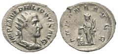 Roman Imperial Coinage Philippus I. Arabs (244 - 249 n. Chr.). Antoninian (Silber). 245 - 246 n. Chr. Rom. Vs: IMP M IVL PHILIPPVS AVG. Büste mit Strahlenkrone, Paludament und Panzer rechts. Rs: ANNON