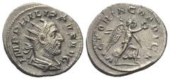 Roman Imperial Coinage Philippus I. Arabs (244 - 249 n. Chr.). Antoninian (Silber). 247 - 249 n. Chr. Rom. Vs: IMP PHILIPPVS AVG. Büste mit Strahlenkrone, Paludamentum und Panzer rechts. Rs: VICTORIA 
