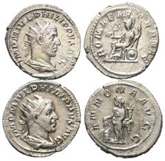 Lots - Ancient Coins Römische Münzen - Lots. Kaiserzeit. Lot (2 Stück, Silber): Antoniniane des Philippus I. Arabs (244 - 249 n. Chr.). Sehr schön / fast vorzüglich. Verkauft wie besehen, keine Rückga