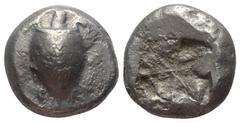 Greek Inseln vor Attika. Aigina. Stater (Silber). Ca. 525 - 475 v. Chr. Vs: Seeschildkröte. Rs: Quadratum incusum. 19 mm. 11,83 g. HGC 6, 428; Slg. Dewing 1655. Sehr schön.