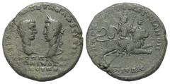 Roman Provincial Moesia Inferior. Markianopolis. Macrinus und Diadumenianus (217 - 218 n. Chr.). Bronze. Vs: Köpfe des Macrinus mit Lorbeerkranz und des Diadumenianus einander gegenüber. Rs: Kybele mi
