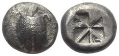 Greek Inseln vor Attika. Aigina. Stater (Silber). Ca. 525 - 475 v. Chr. Vs: Seeschildkröte. Rs: Quadratum incusum. 19 mm. 11,83 g. HGC 6, 428; Slg. Dewing 1655. Sehr schön.