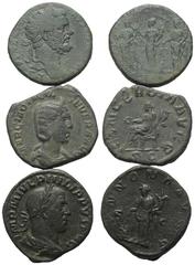 Lots - Ancient Coins Römische Münzen - Lots. Kaiserzeit. Lot (3 Stück, Bronze): Sesterzen. Septimius Severus (193 - 211 n. Chr.). Philippus I. Arabs (244 - 249 n. Chr.). Otacilia Severa (Kaiserin 244 